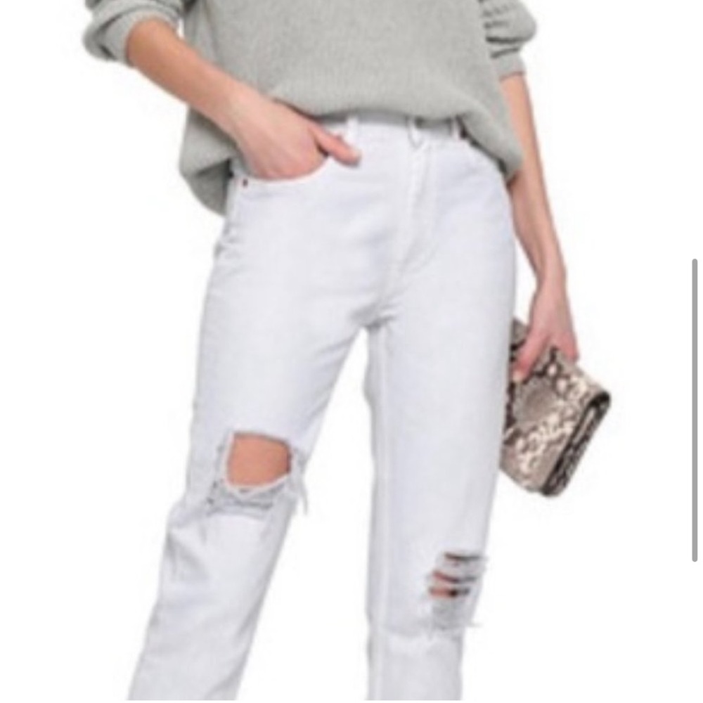 IRO Edwin Cropped Distressed High Rise White Jeans NWT - Picture 2 of 4